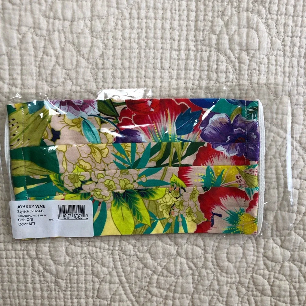 JOHNNY WAS NEW Floral Cotton Face Mask